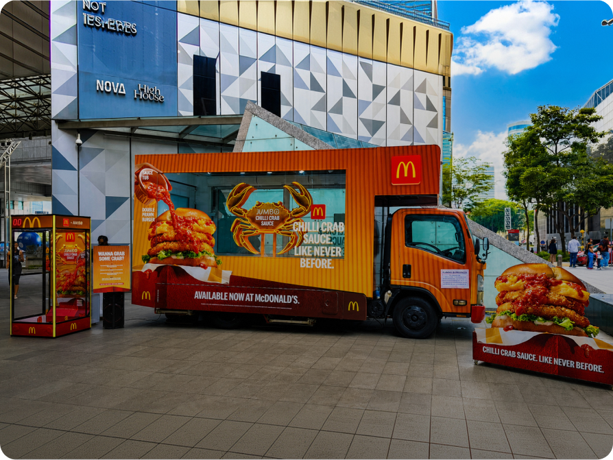 McDonald’s LED advertising truck activation at a mall plaza in Singapore