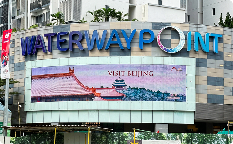 Visit Beijing ad on the Waterway Point LED screen, Singapore